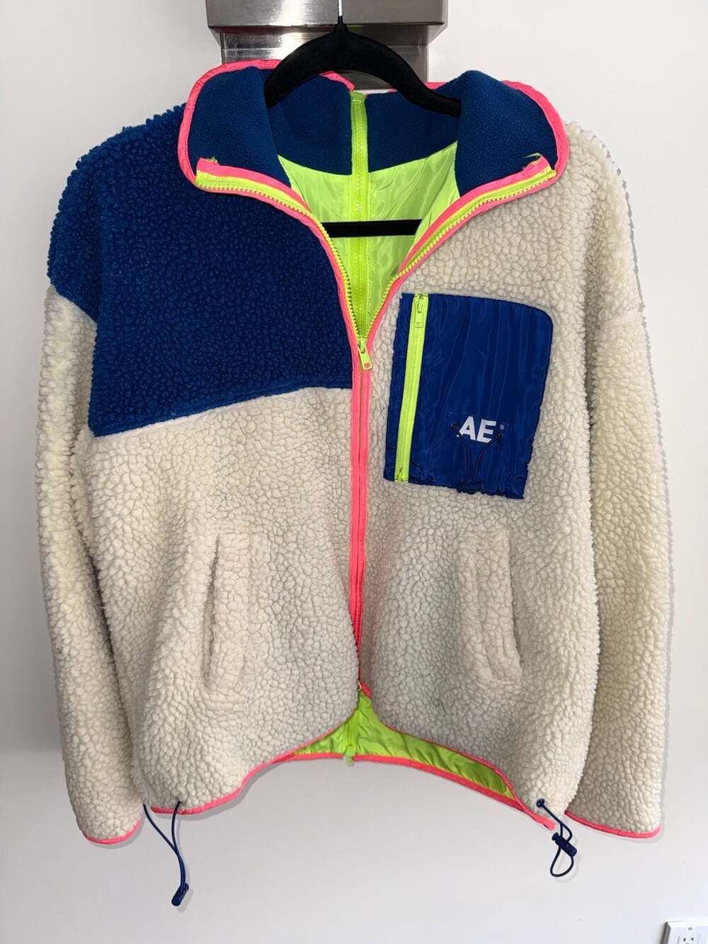ADER error Colorblock Sherpa Fleece Zip-Up Jacket